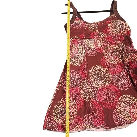 Amazon Women's Bikini Top L Brown Red Floral Swimwear tankini - Picture 7 of 7